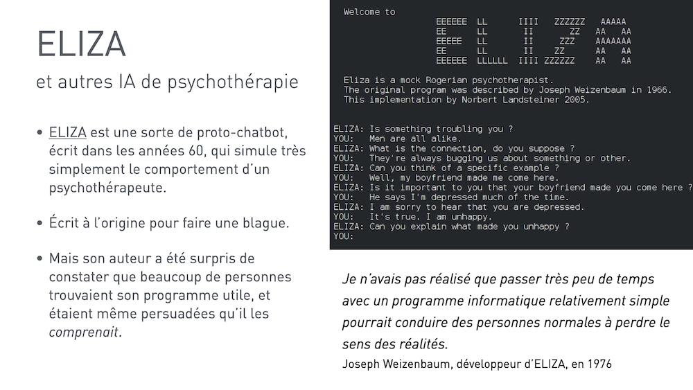ELIZA et autres IA de psychothérapie